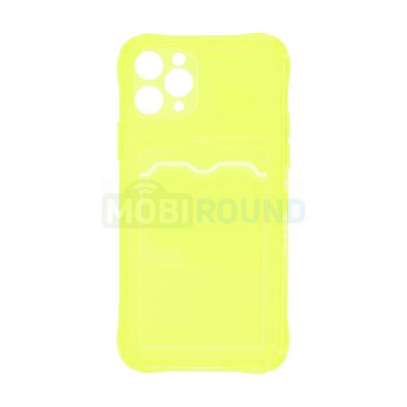 Силиконовый чехол противоударный для Apple iPhone 11 Pro (с картхолдером) желтый