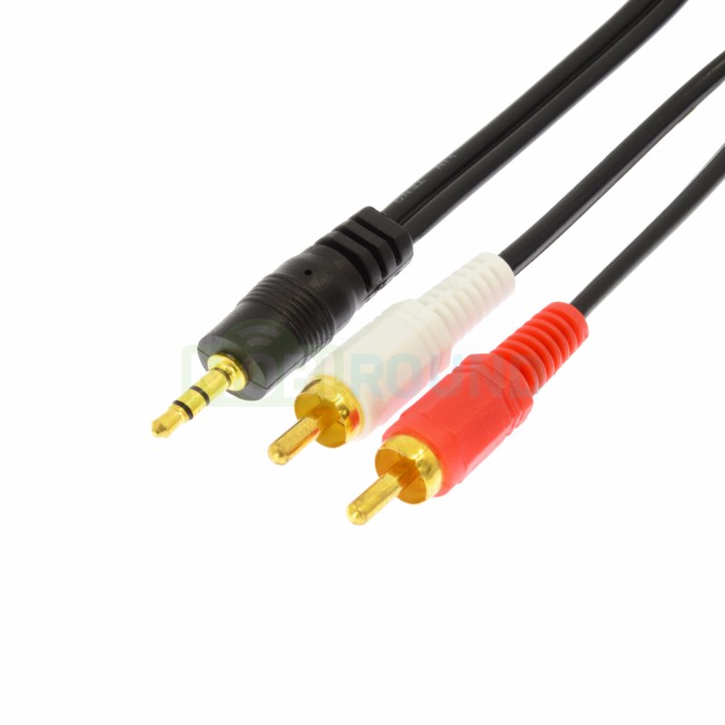Аудиокабель 2RCA (тюльпан)-AUX 3.5 мм, 10 м, черный