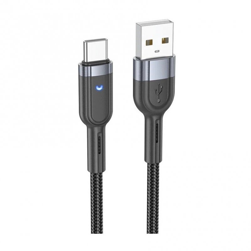 Дата-кабель Hoco U117 USB-Type-C (интеллектуальное отключение) 1.2 м, черный