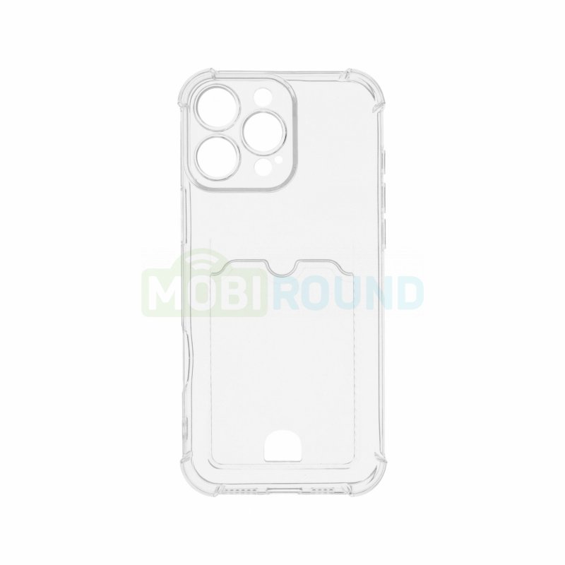 Силиконовый чехол противоударный для Apple iPhone 16 Pro Max (с картхолдером) прозрачный