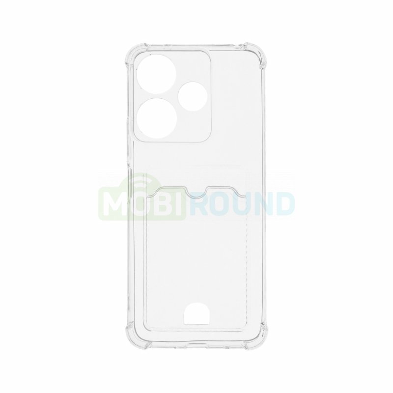 Силиконовый чехол противоударный для Xiaomi Redmi 13 4G (с картхолдером) прозрачный