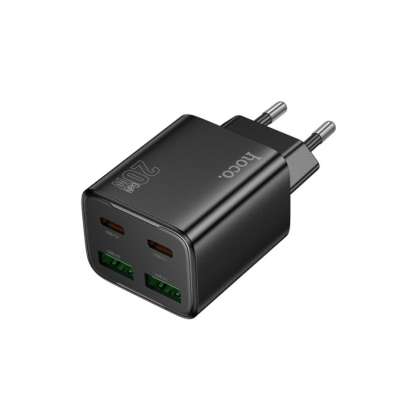 Сетевое зарядное устройство (СЗУ) Hoco N55 QC3.0 (2 USB/2 Type-C PD) 20 Вт/3 А, черный