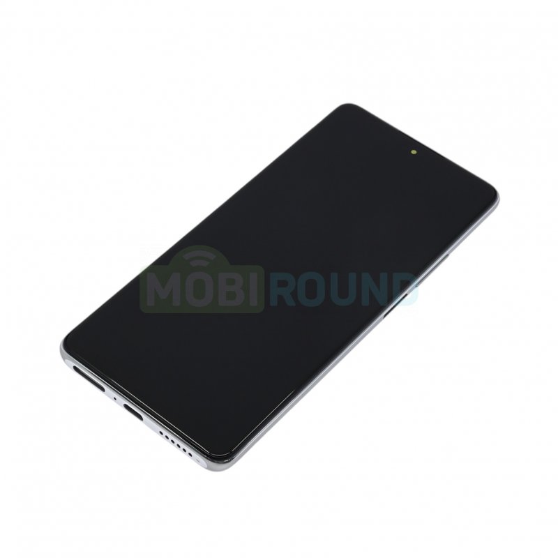 Дисплей для Xiaomi 11T / 11T Pro (в сборе с тачскрином) в рамке, серебро, 100%