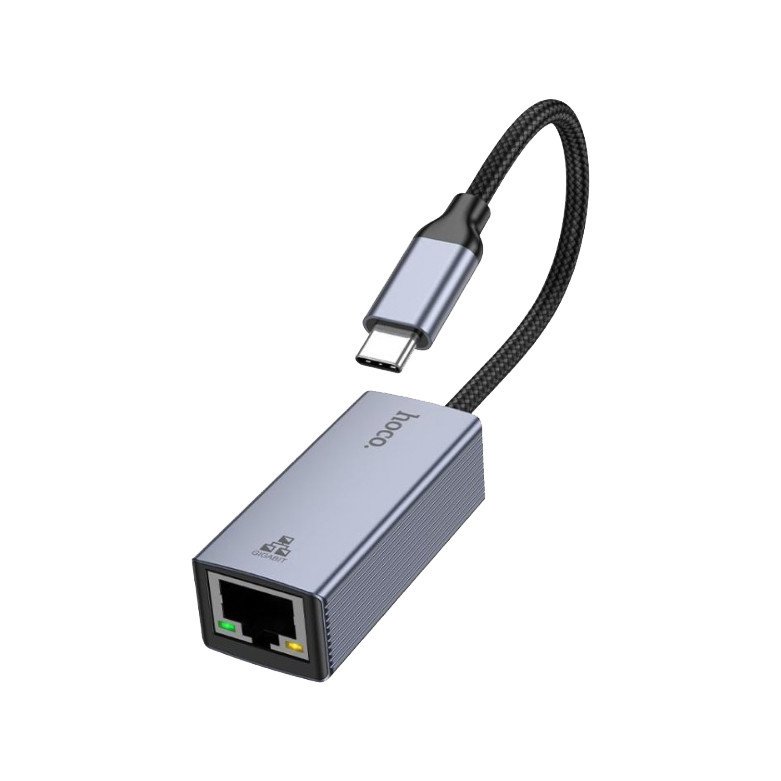 Переходник (адаптер) Hoco UA37 Type-C-RJ45, 0.12 м, серый