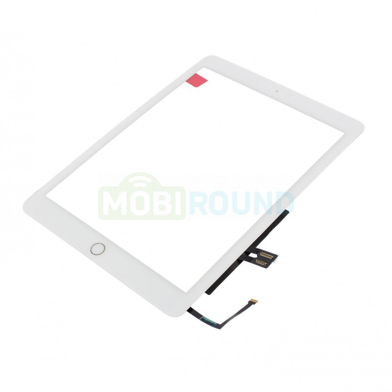 Тачскрин для Apple iPad 6 9.7 (2018) + кнопка Home, белый, Кнопка: серебро