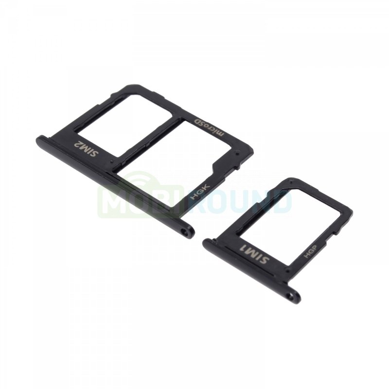Держатель сим карты (SIM) для Samsung J600 Galaxy J6 (2018) J810 Galaxy J8 (2018) (комплект 2 шт.) черный