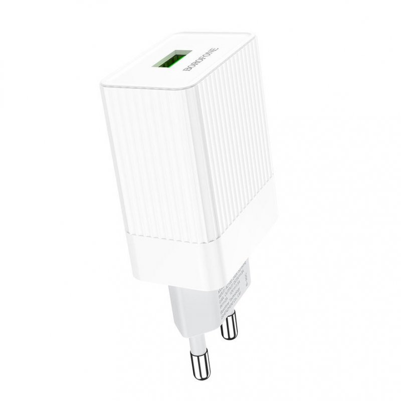Сетевое зарядное устройство (СЗУ) Borofone BA47A QC 3.0 (USB) 18 Вт/3 А, белый