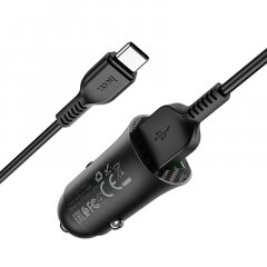 Автомобильное зарядное устройство (АЗУ) Hoco Z39 QC 3.0 (2 USB) + кабель Type-C, 3 А