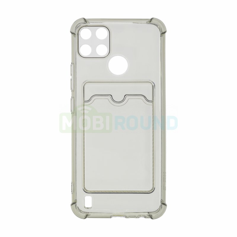 Силиконовый чехол противоударный для Realme C21Y / C25Y (с картхолдером) черный
