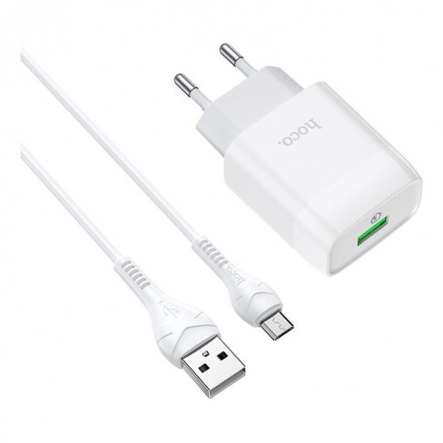 Сетевое зарядное устройство (СЗУ) Hoco C72Q (USB) + кабель MicroUSB, 3 А