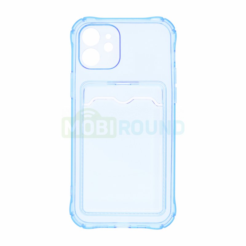 Силиконовый чехол противоударный для Apple iPhone 12 (с картхолдером) синий