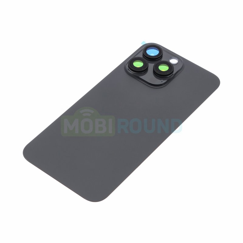 Задняя крышка для Apple iPhone 15 Pro Max (в сборе со стеклом камеры) черный, AAA