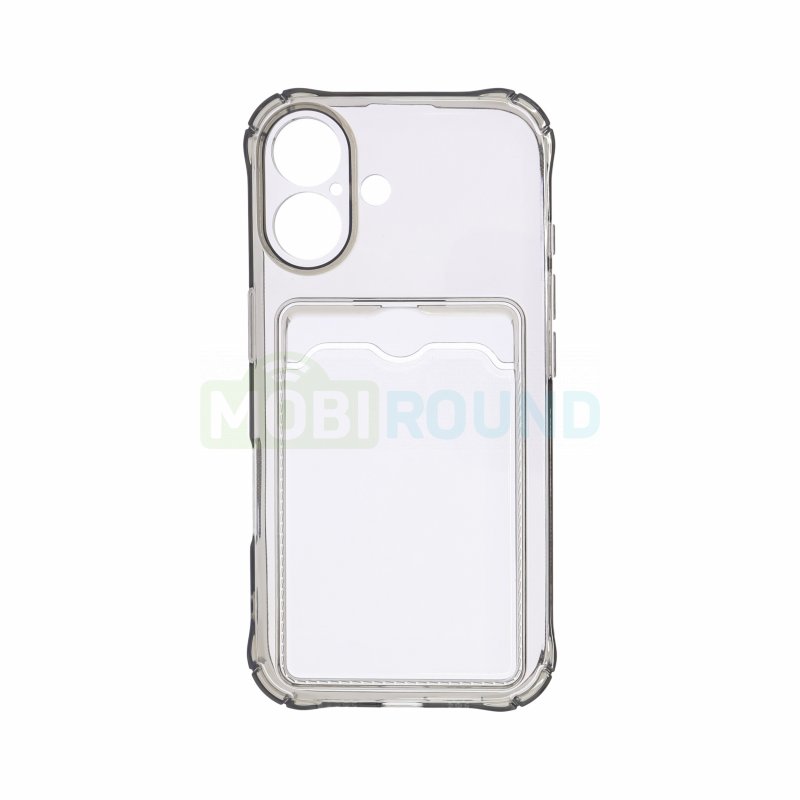 Силиконовый чехол противоударный для Apple iPhone 16 (с картхолдером) черный