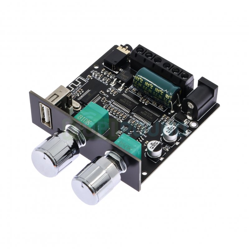 Модуль PA1515+PA1515+AC23BP0F439-25A4 УНЧ D-класса ZK-LT21 MP3 с приемником Bluetooth 5.0/AUX и регулировкой громкости/тембра 2x15 Вт+30В