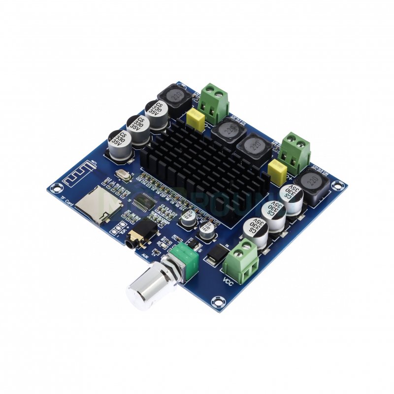 Модуль TDA7498+AC20BP0A224-25F4 D-класса XH-A105УНЧ MP3 с приемником Bluetooth 5.0/microSD/AUX и регулировкой громкости 2x100 Вт/6 Ом Uпит-14-30 В