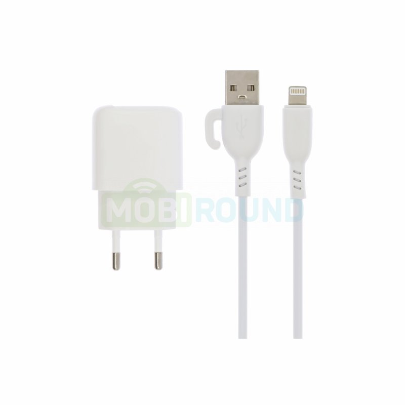 Сетевое зарядное устройство (СЗУ) Borofone BAS41A (2 USB) + кабель Lightning, 2.4 А, белый