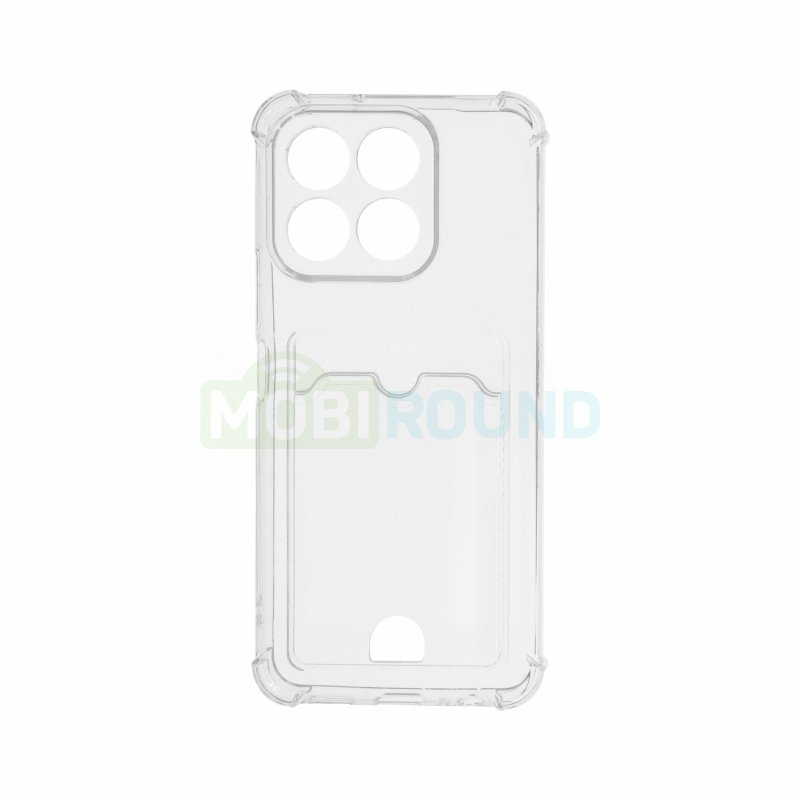 Силиконовый чехол противоударный для Honor X6b (с картхолдером) прозрачный