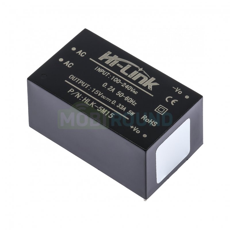 Модуль Hi-Link питания AC-DC Uвх-100-240 В Uвых-15 В Pвых-5 Вт (HLK-5M15)