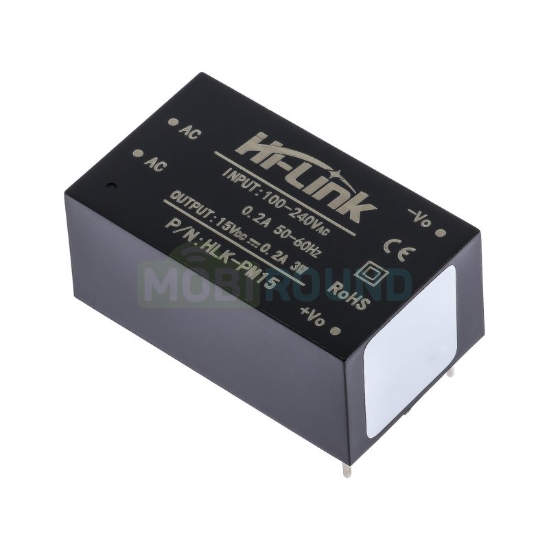 Модуль Hi-Link питания AC-DC Uвх-100-240 В Uвых-15 В Pвых-3 Вт (HLK-PM15)