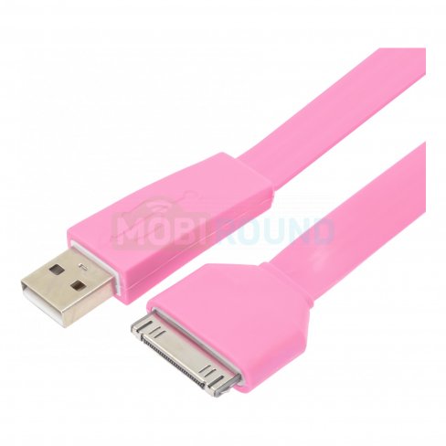 Дата-кабель USB-30-pin, 1 м (ярко-розовый)