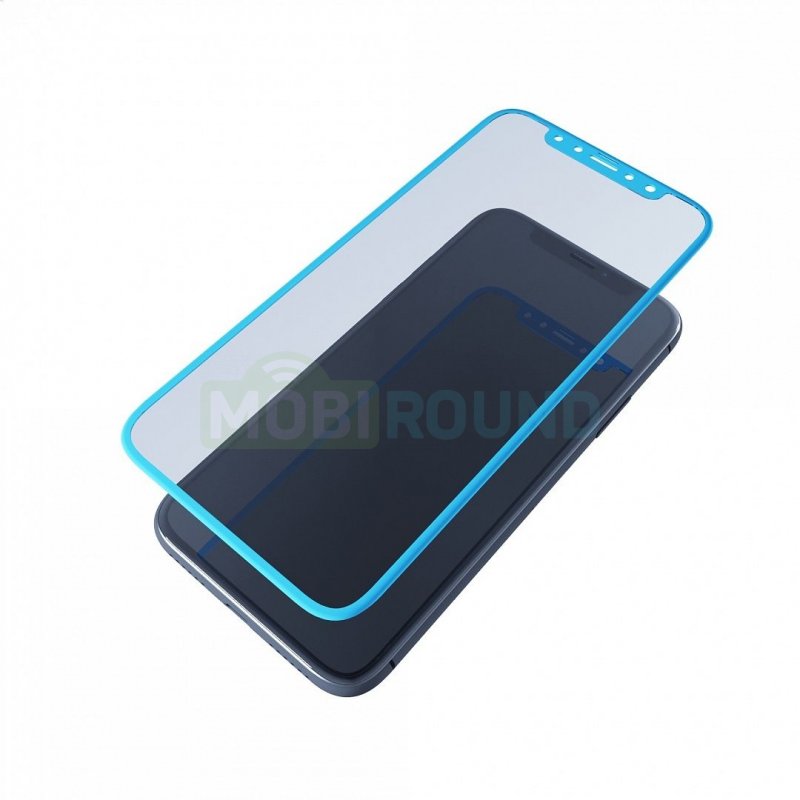 Противоударное стекло 2D для Samsung J330 Galaxy J3 (2017) (полное покрытие) голубой, глянцевое