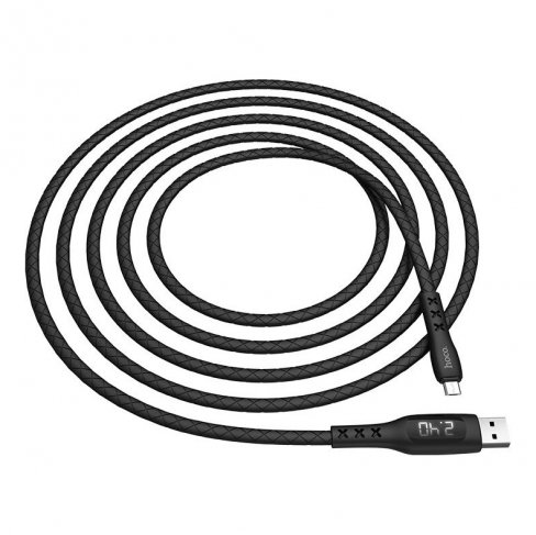Дата-кабель Hoco S6 Sentinel USB-MicroUSB (с дисплеем / таймер), 1 м (черный)