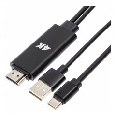 Кабель HDMI-Type-C с питанием USB, 1.8 м (черный)