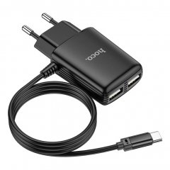 Сетевое зарядное устройство (СЗУ) Hoco C82A (2 USB) + кабель Type-C, 2.4 А