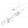 Сетевое зарядное устройство (СЗУ) Hoco C77A (2 USB) + кабель Lightning, 2.4 А
