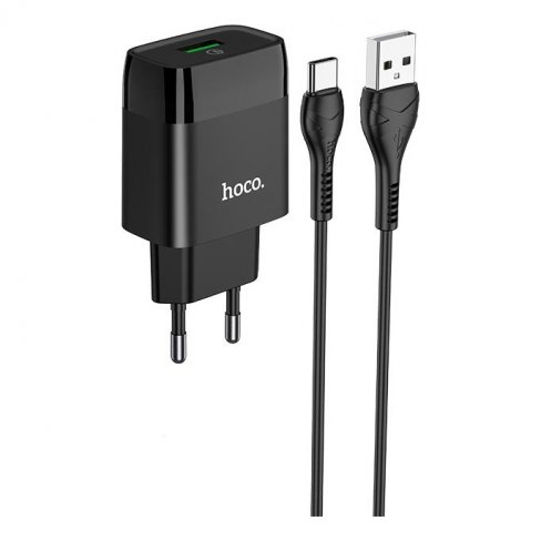 Сетевое зарядное устройство (СЗУ) Hoco N6 QC 3.0 (2 USB) + кабель Type-C, 3 А