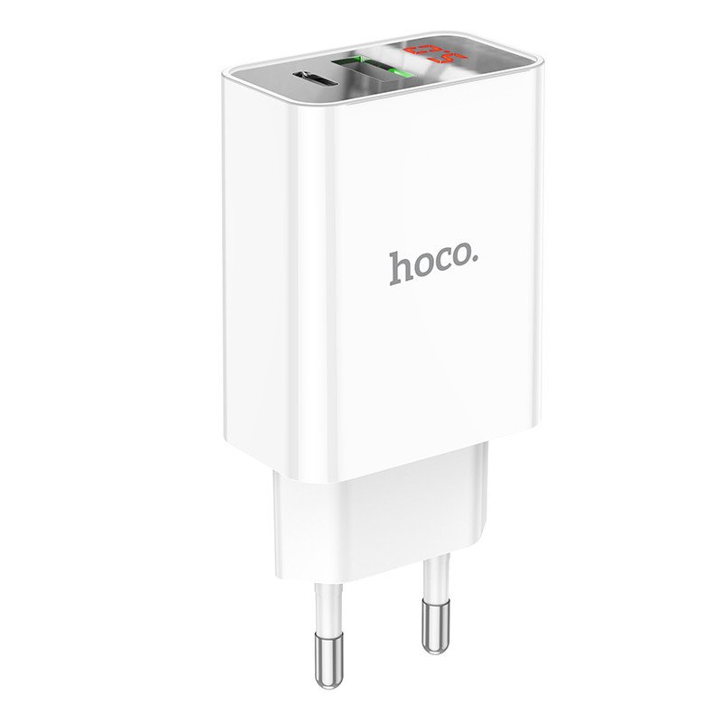 Сетевое зарядное устройство (СЗУ) Hoco C100A (USB/Type-C) 20 Вт/3 А, белый
