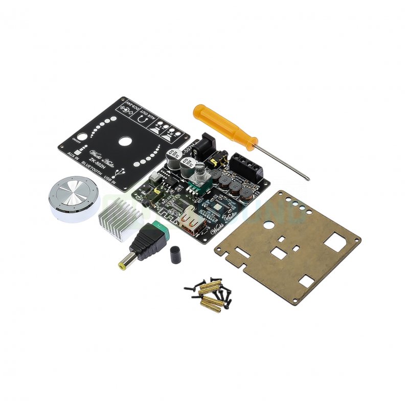 Модуль Wuzhi Audio УНЧ D-класса 2x50 Вт 4 Ом Uпит-9-24 В/MP3 с приемником Bluetooth 5.0/AUX (TPA3116D2+AC23BP0K587-25A4 (ZK-502H))