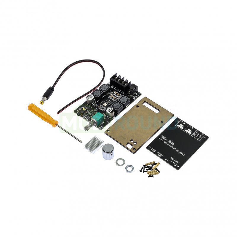 Модуль Wuzhi Audio УНЧ D-класса 2x50 Вт 4 Ом Uпит-9-24 В/MP3 с приемником Bluetooth 5.0/AUX и регулировкой громкости (TPA3116D2+AS24BP0K592-25A4 )