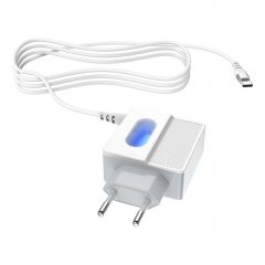 Сетевое зарядное устройство (СЗУ) Hoco C75 QC 3.0 (2 USB) + кабель Type-C, 2.4 А (белый)