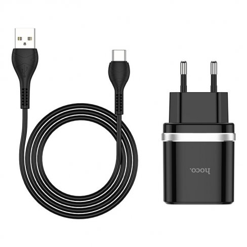 Сетевое зарядное устройство (СЗУ) Hoco C12Q QC 3.0 (USB) + кабель Type-C, 3 А