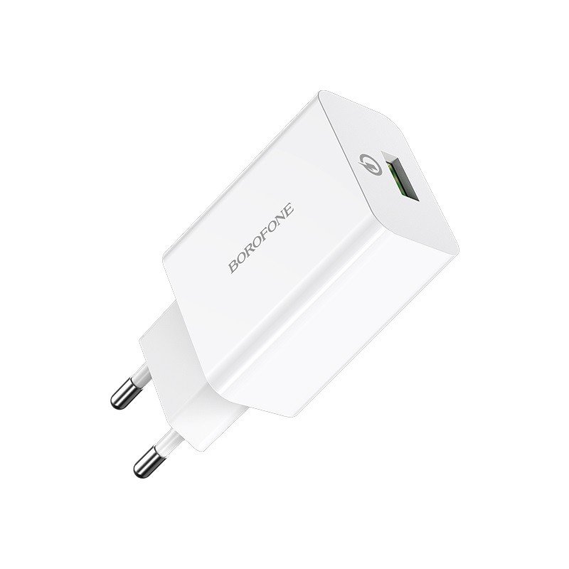 Сетевое зарядное устройство (СЗУ) Borofone BA21A QC 3.0 (USB) 18 Вт/3 А, белый