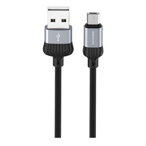 Дата-кабель Borofone BX28 USB-MicroUSB (3 А), 1 м (серый)