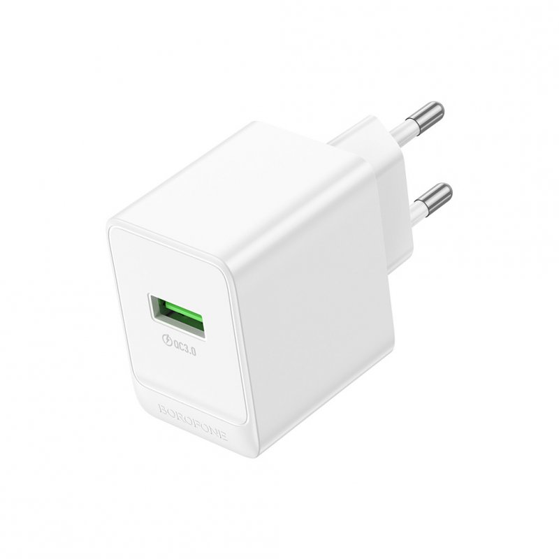 Сетевое зарядное устройство (СЗУ) Borofone BAS12A QC 3.0 (USB) 18 Вт/3 А, белый