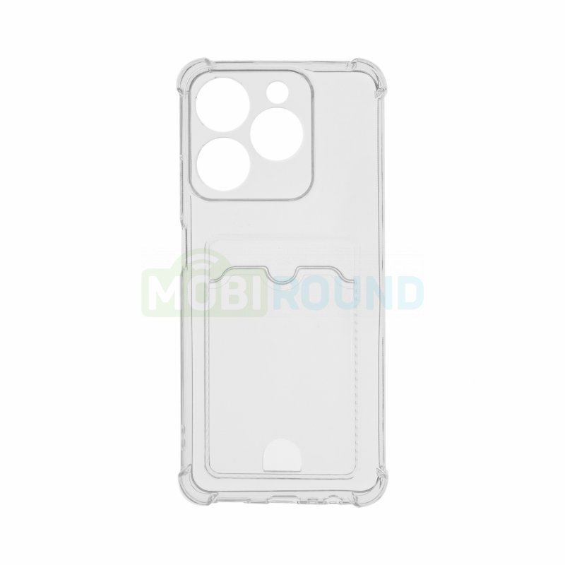 Силиконовый чехол противоударный для Realme C63 4G (с картхолдером) прозрачный