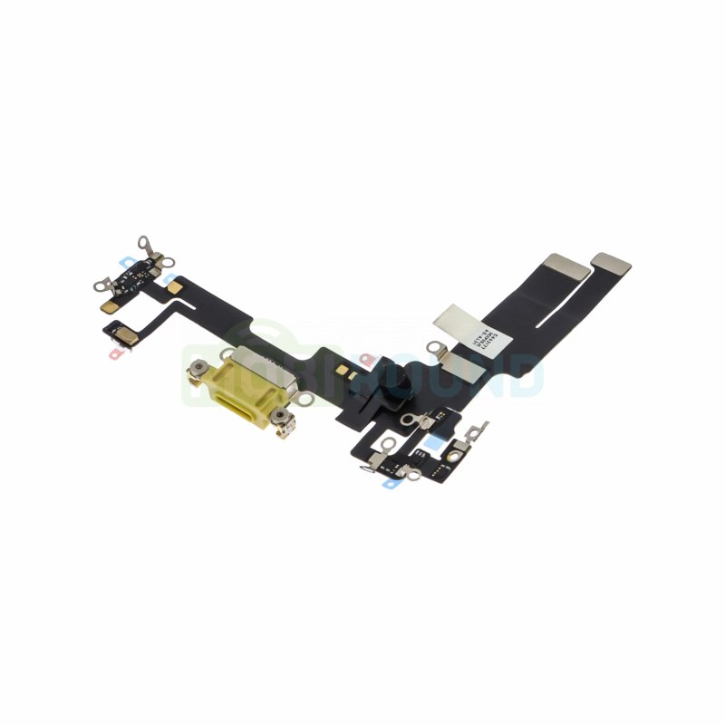 Шлейф для Apple iPhone 14 + разъем зарядки/гарнитуры + микрофон, желтый, AAA