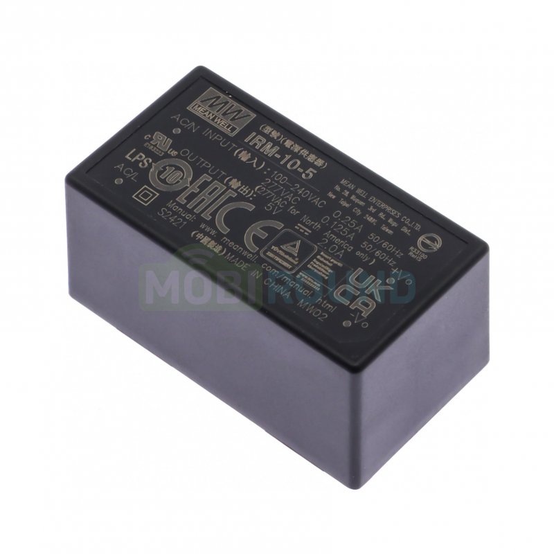 Модуль питания MEAN WELL AC-DC Uвх-100-240 В Uвых-5 В Iвых-2 А Pвых-10 Вт (IRM-10-5)
