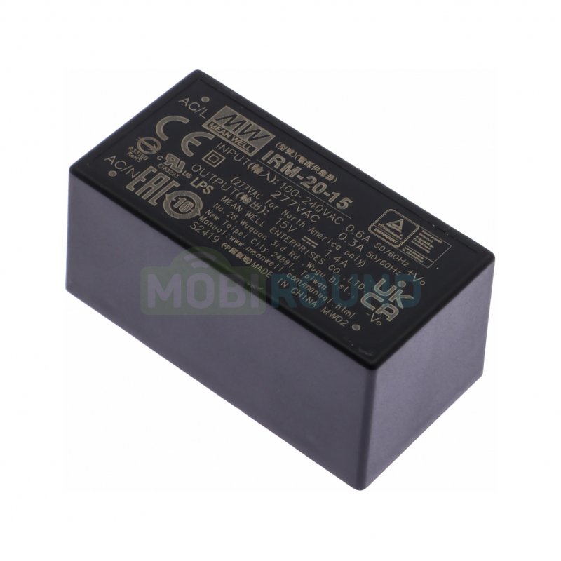 Модуль питания MEAN WELL AC-DC Uвх-100-240 В Uвых-15 В Iвых-1.4 А Pвых-20 Вт (IRM-20-15)