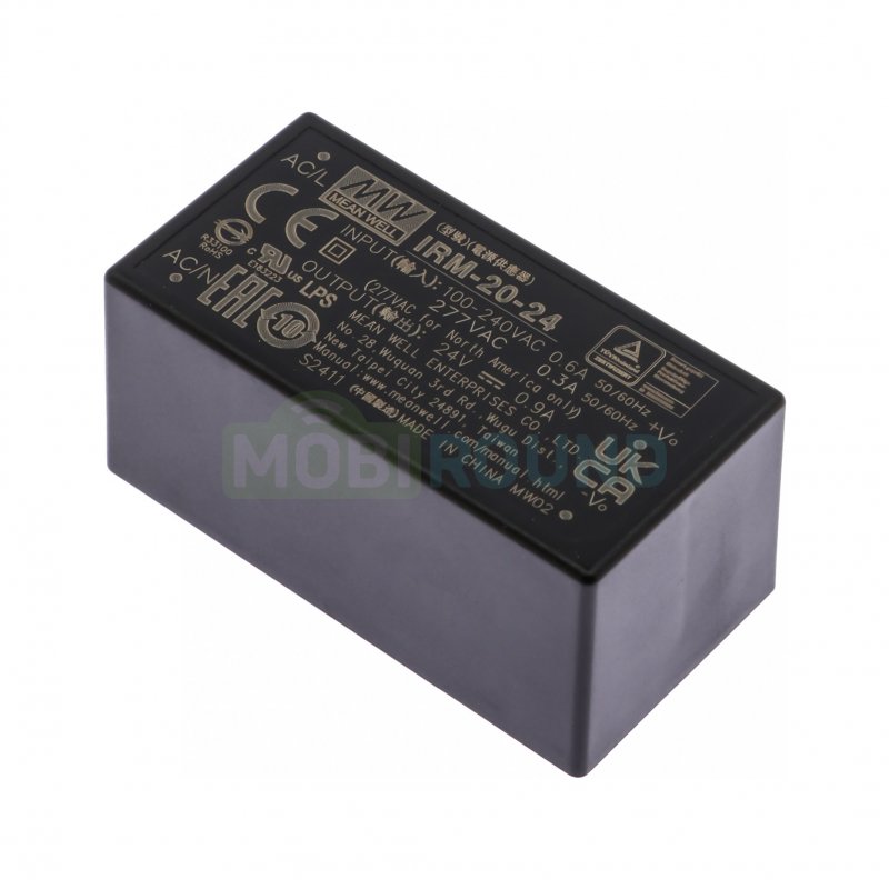 Модуль питания MEAN WELL AC-DC Uвх-100-240 В Uвых-24 В Iвых-0.9 А Pвых-20 Вт (IRM-20-24)