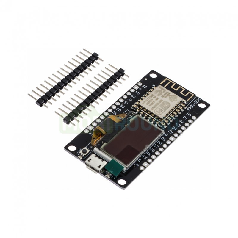 Отладочная плата Wi-Fi с графическим OLED индикатором 128x64 SSD1315, разъем microUSB (ESP8266+CH340C)