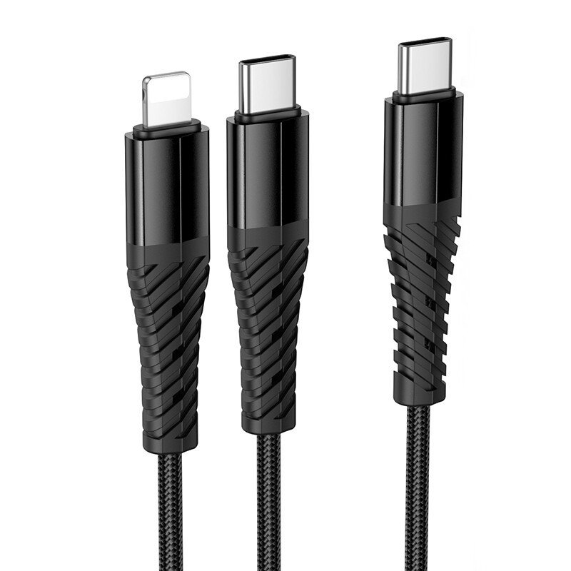 Дата-кабель Hoco X123 Type-C-Lightning/Type-C, 1 м, черный