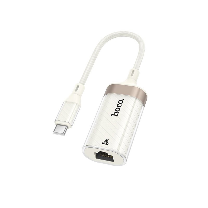 Переходник (адаптер) Hoco UA41B Type-C-RJ-45, белый
