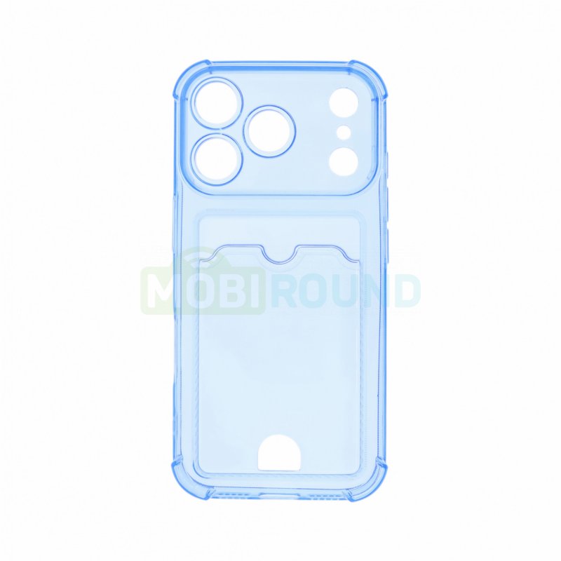 Силиконовый чехол противоударный для Apple iPhone 17 Pro (с картхолдером) синий