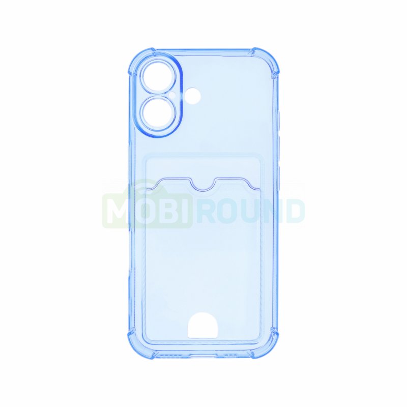 Силиконовый чехол противоударный для Apple iPhone 17 (с картхолдером) синий