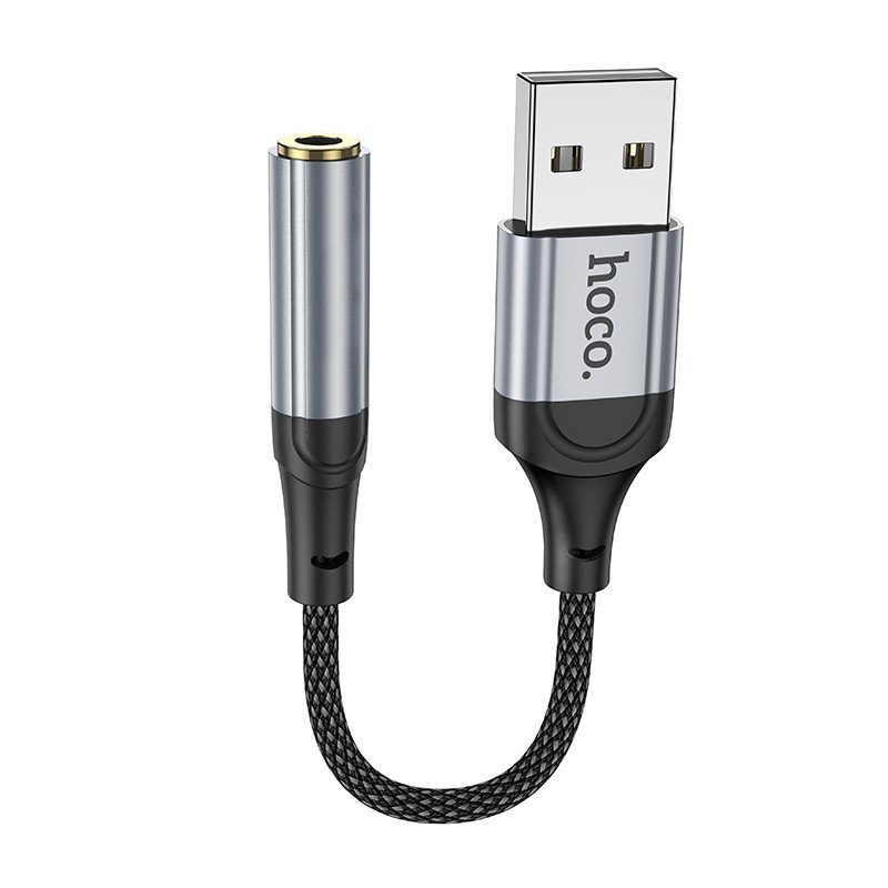 Аудио-переходник (адаптер) Hoco LS36 USB-3.5 мм, 0.12 м, черный