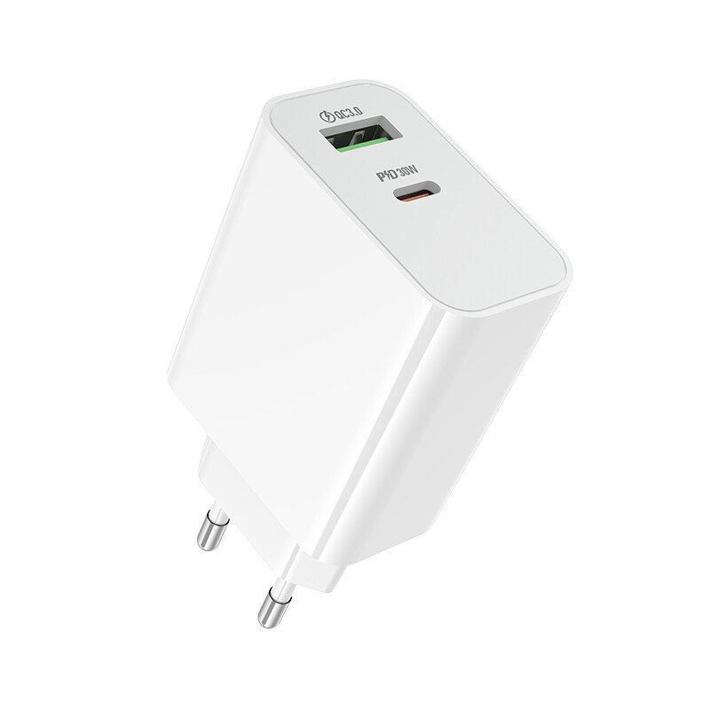 Сетевое зарядное устройство (СЗУ) Borofone BA108A (USB/Type-C PD) 30 Вт/3 A, белый